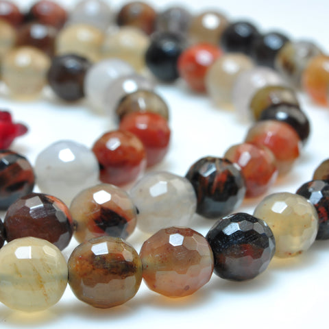 YesBeads Natural Arizona Petrified Wood Agate faceted round beads gemstone wholesale 15"