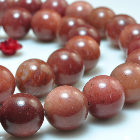 Natural Red Jade smooth round beads gemstone wholesale jewelry 15"