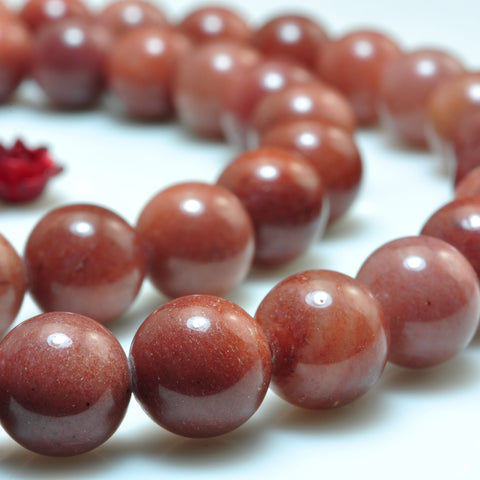 Natural Red Jade smooth round beads gemstone wholesale jewelry 15"