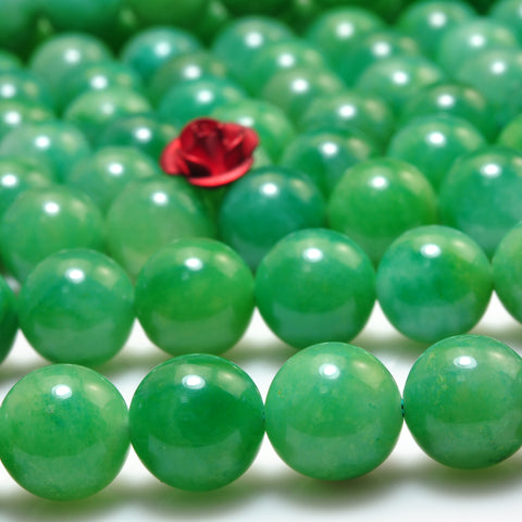 YesBeads natural green Verdite AAA grade gemstone smooth round beads 8mm 15"