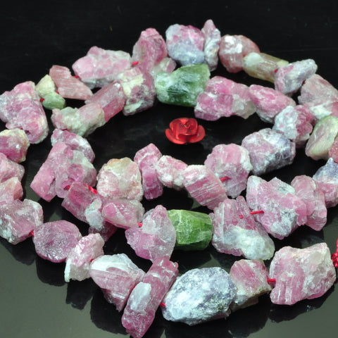 YesBeads natural pink Tourmaline raw gemstone rough nugget chip beads 6-12mm 15"