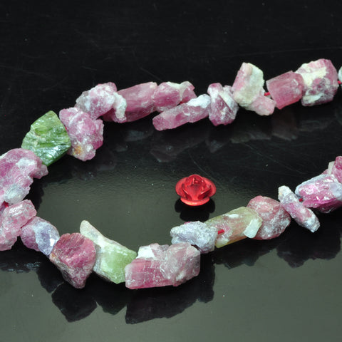 YesBeads natural pink Tourmaline raw gemstone rough nugget chip beads 6-12mm 15"