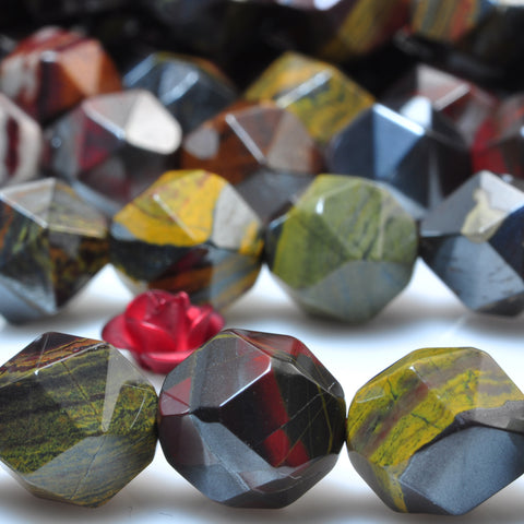 Natural Sunset Tiger Iron star cut faceted nugget beads gemstone wholesale jewelry making necklace bracelet diy