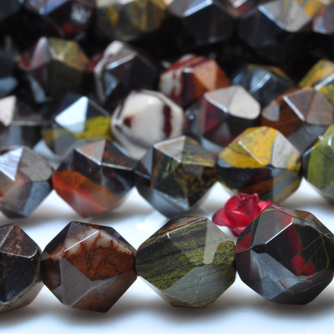 Natural Sunset Tiger Iron star cut faceted nugget beads gemstone wholesale jewelry making necklace bracelet diy