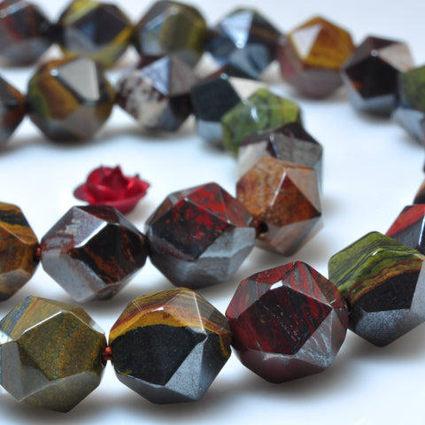 Natural Sunset Tiger Iron star cut faceted nugget beads gemstone wholesale jewelry making necklace bracelet diy