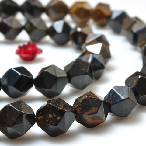 YesBeads Natural Yellow Tiger Iron star cut faceted nugget beads gemstone 8mm 15"
