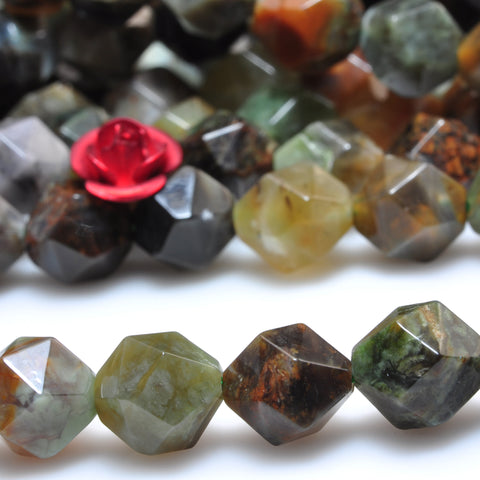 YesBeads Natural Ocean Jade stone star cut faceted nugget beads wholesale gemstone 15"