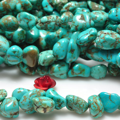 YesBeads Green Turquoise smooth pebble chip beads gemstone 5-9mm 15"