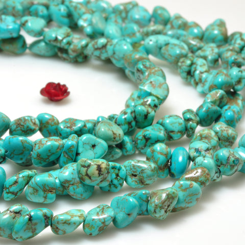 YesBeads Green Turquoise smooth pebble chip beads gemstone 5-9mm 15"