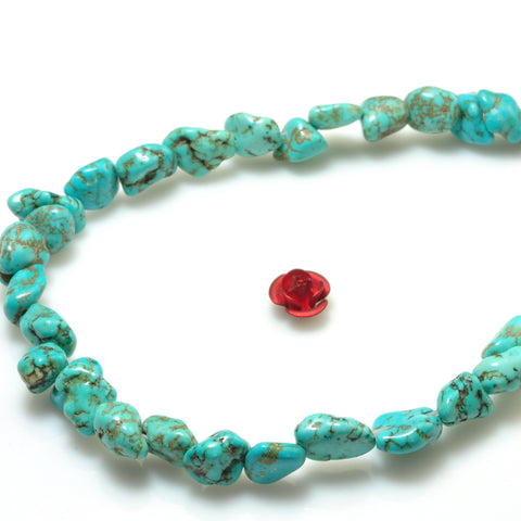 YesBeads Green Turquoise smooth pebble chip beads gemstone 5-9mm 15"