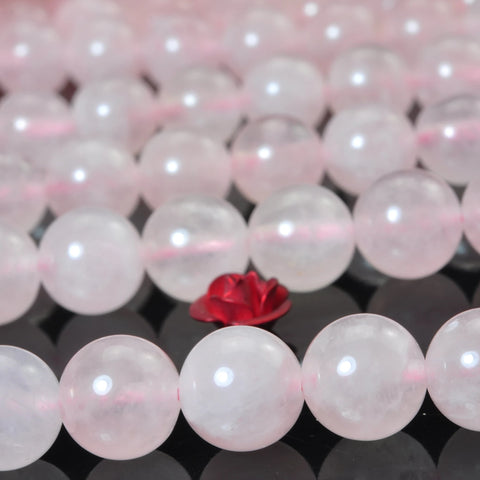 YesBeads Natural rose quartz gemstone smooth round loose beads wholesale jewelry making 15"