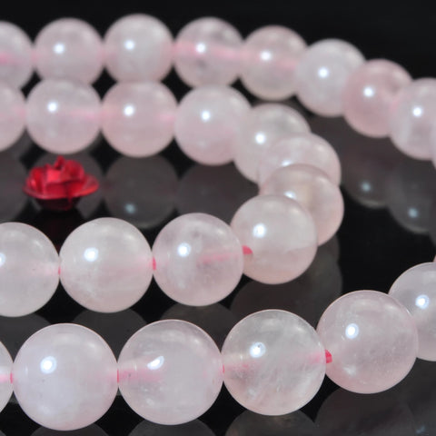 YesBeads Natural rose quartz gemstone smooth round loose beads wholesale jewelry making 15"