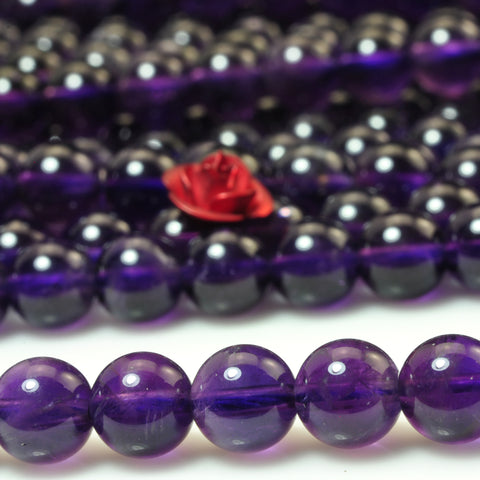 YesBeads natural Amethyst AA grade smooth round loose beads gemstone 6mm 15"
