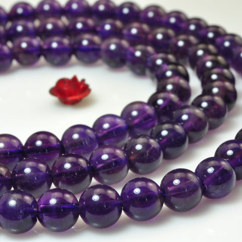YesBeads natural Amethyst AA grade smooth round loose beads gemstone 6mm 15"