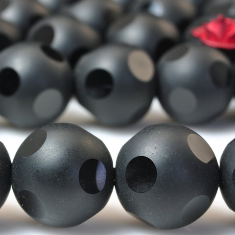 Black Onyx matte faceted round loose beads wholesale gemstone jewelry making diy bracelet