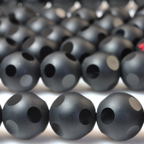 Black Onyx matte faceted round loose beads wholesale gemstone jewelry making diy bracelet