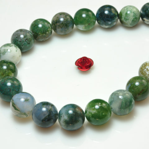 YesBeads Natural Tree Agate gemstone smooth round beads 10mm12mm 15"
