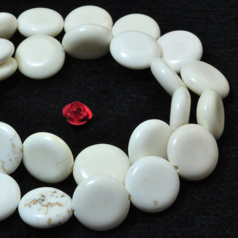 YesBeads White Turquoise smooth coin beads gemstone wholesale jewelry 15"