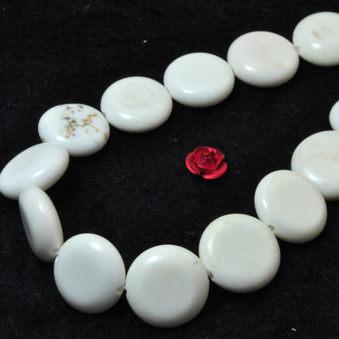 YesBeads White Turquoise smooth coin beads gemstone wholesale jewelry 15"