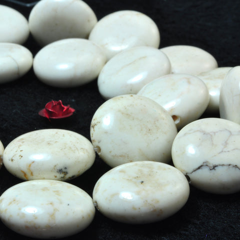 YesBeads White Turquoise smooth coin beads gemstone wholesale jewelry 15"
