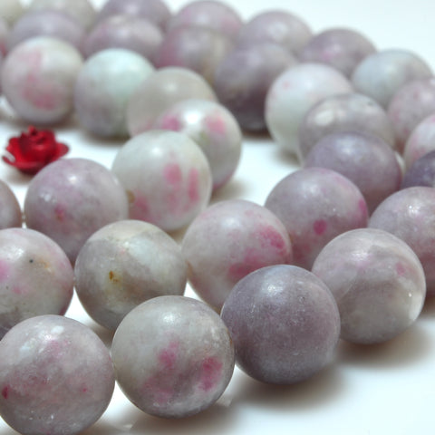 YesBeads Natural Pink Tourmaline matte round beads gemstone wholesale jewelry 15"