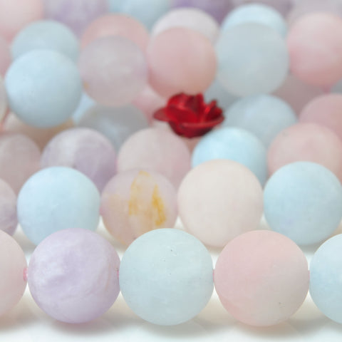 YesBeads natural Multicolour Mix Chalcedony matte round beads gemstone 15''