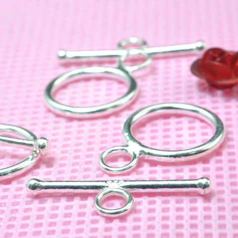YesBeads 925 Sterling Silver Toggle Clasp closed textured rings bracelet findings diy jewelry making stuff