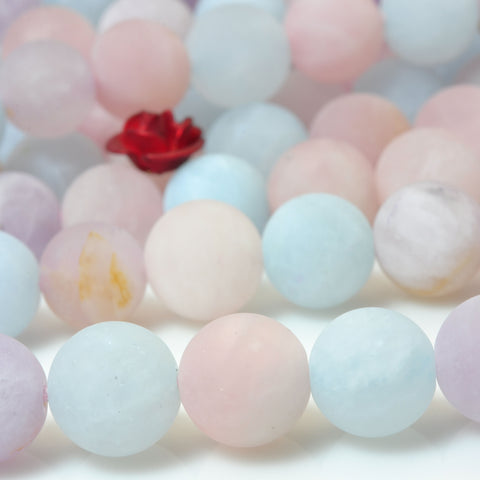 YesBeads natural Multicolour Mix Chalcedony matte round beads gemstone 15''
