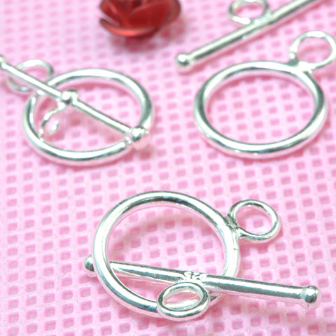YesBeads 925 Sterling Silver Toggle Clasp closed textured rings bracelet findings diy jewelry making stuff