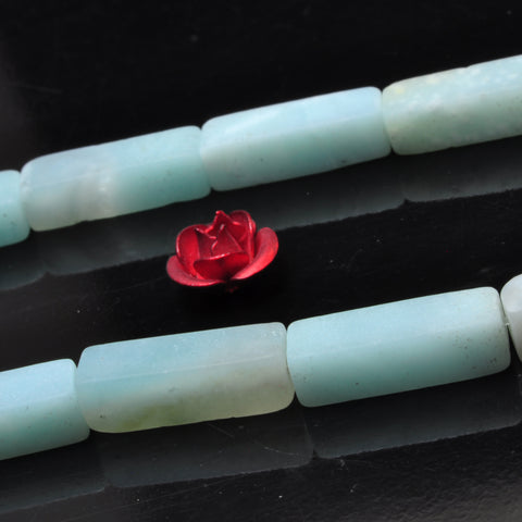 YesBeads natural Amazonite gemstone matte rectangle tube beads wholesale jewelry making 15"