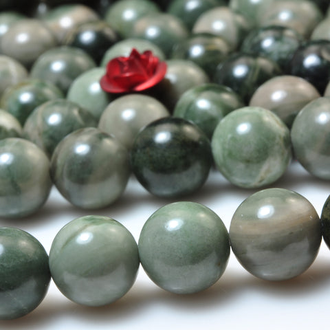 Natural Green Rainforest Jasper smooth round beads gemstone wholesale for jewelry making DIY