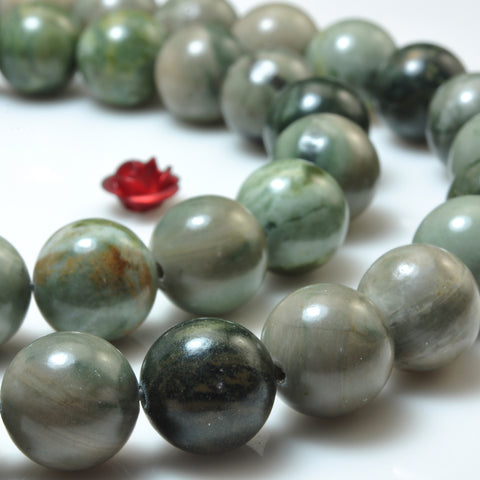 Natural Green Rainforest Jasper smooth round beads gemstone wholesale for jewelry making DIY