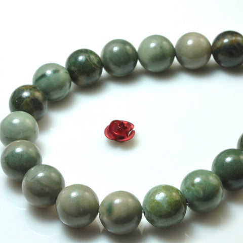 Natural Green Rainforest Jasper smooth round beads gemstone wholesale for jewelry making DIY