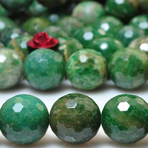 natural green African jade faceted round beads gemstone wholesale jewelry making bracelet necklace diy