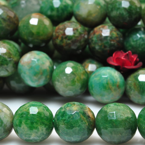 natural green African jade faceted round beads gemstone wholesale jewelry making bracelet necklace diy