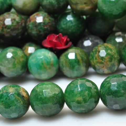 natural green African jade faceted round beads gemstone wholesale jewelry making bracelet necklace diy