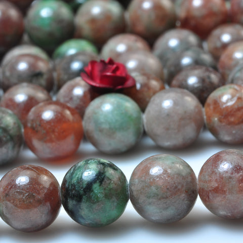 YesBeads Natural Kasgar Garnet smooth round loose beads gemstone wholesale jewelry making bracelet design 15"