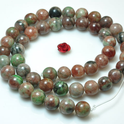 YesBeads Natural Kasgar Garnet smooth round loose beads gemstone wholesale jewelry making bracelet design 15"