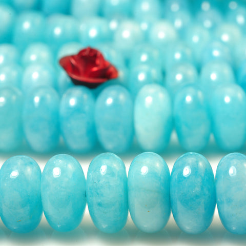 YesBeads Malaysia Jade smooth rondelle beads blue jade gemstone wholesale jewelry 15"
