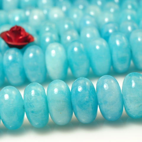 YesBeads Malaysia Jade smooth rondelle beads blue jade gemstone wholesale jewelry 15"