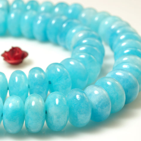 YesBeads Malaysia Jade smooth rondelle beads blue jade gemstone wholesale jewelry 15"