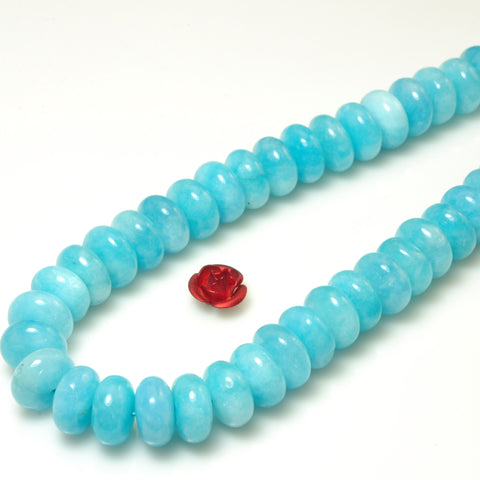 YesBeads Malaysia Jade smooth rondelle beads blue jade gemstone wholesale jewelry 15"