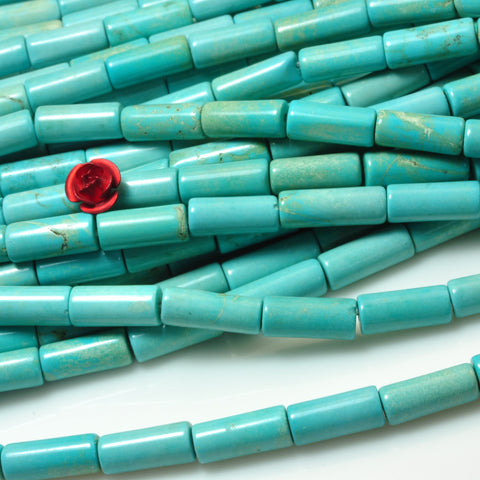 Blue Turquoise smooth tube beads gemstone wholesale jewelry making bracelet necklace diy