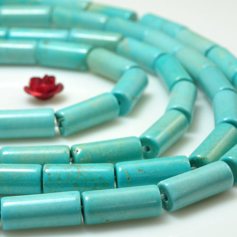 Blue Turquoise smooth tube beads gemstone wholesale jewelry making bracelet necklace diy