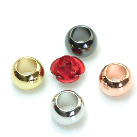 YesBeads Copper Rondelle spacers electroplated large hole smooth beads spacer wholesale jewelry findings