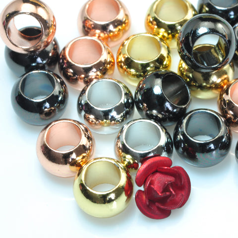 YesBeads Copper Rondelle spacers electroplated large hole smooth beads spacer wholesale jewelry findings