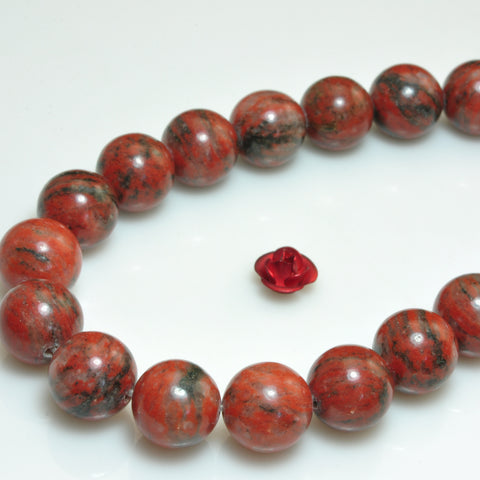 YesBeads Natural Sesame Red Jasper smooth round beads gemstone wholesale 15"