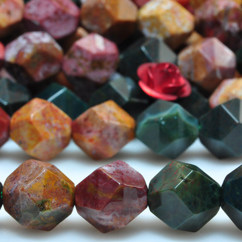 Natural Ocean Agate star cut faceted nugget beads wholesale gemstone for jewelry making DIY bracelet necklace