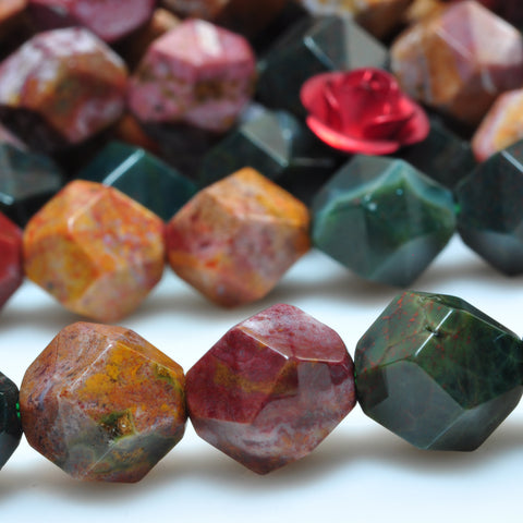Natural Ocean Agate star cut faceted nugget beads wholesale gemstone for jewelry making DIY bracelet necklace