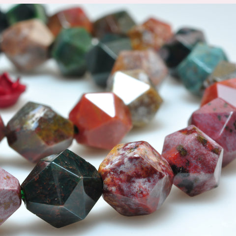 Natural Ocean Agate star cut faceted nugget beads wholesale gemstone for jewelry making DIY bracelet necklace
